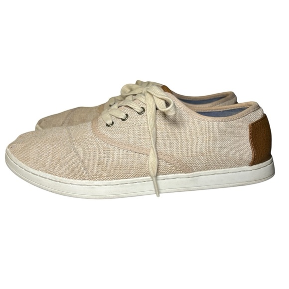 TOMS Unisex Donovan Natural Burlap Oxford Taupe Lace Up Tennis Shoe Size 8 - Picture 3 of 7